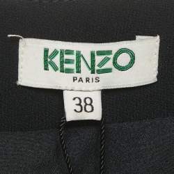 Pre Owned Kenzo Black /White Printed Crepe Mini Dress M