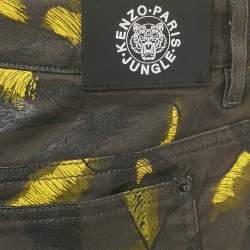 Pre Owned Kenzo Black Printed Cotton Pants M