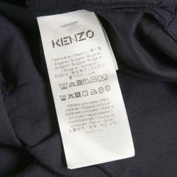 مملوكة مسبقًا Kenzo Navy Blue Crepe Ruffled Sleeve Loose Fit Shirt XL