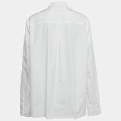 Pre Owned Kenzo White Poplin Drawstring Ruche Sleeve Shirt L