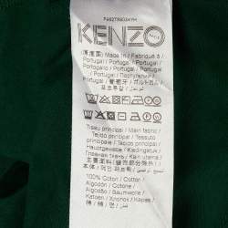 Pre Owned Kenzo Green Tonal Tiger Embroidered Cotton T-Shirt L