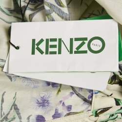 Pre Owned Kenzo Beige Floral Print Cotton & Linen Maxi Dress L