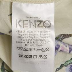 Pre Owned Kenzo Beige Floral Print Cotton & Linen Maxi Dress L