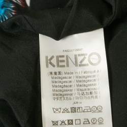Pre Owned Kenzo Black Botanical Print Crepe Wrap Midi Skirt S