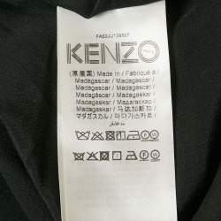 Pre Owned Kenzo Black Botanical Print Crepe Wrap Midi Skirt S