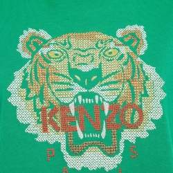 Pre Owned Kenzo Green Lion Embroidered Jersey T-Shirt M