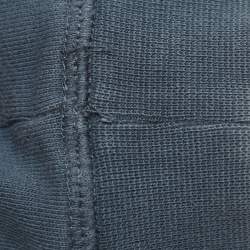 Pre Owned Kenzo Teal Blue Tiger & Logo Embroidered Knit Sweatshirt L