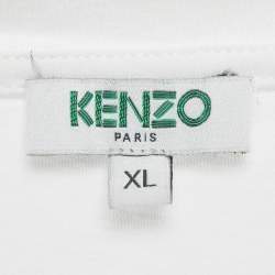 Pre Owned Kenzo White Tiger Logo Print Cotton T-Shirt XL