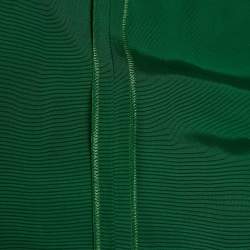 Pre Owned Kenzo Green Crepe Neck Detail Mini Dress L