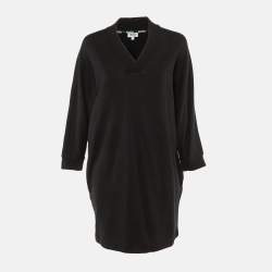 Pre Owned Kenzo Black Logo Print Cotton Sweater Dress L