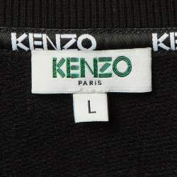 Pre Owned Kenzo Black Logo Print Cotton Sweater Dress L