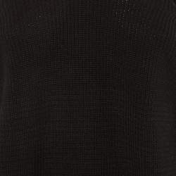 Pre Owned Kenzo Black Logo Intarsia Cotton & Wool Knit Crew Neck Sweater L