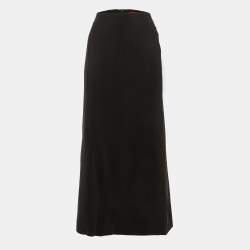 Pre Owned Kenzo Black Crepe Maxi Skirt L