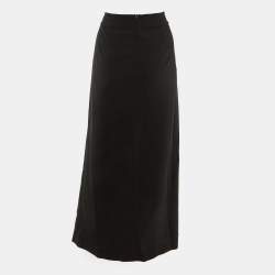 Pre Owned Kenzo Black Crepe Maxi Skirt L