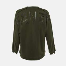 Pre Owned Kenzo Olive Green Logo Applique Cotton Sweatshirt M 