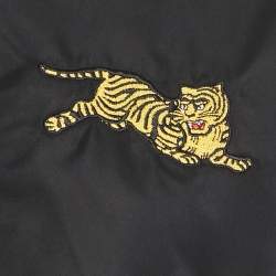 Pre Owned Kenzo Black Jumping Tiger Applique Synthetic Bomber Jacket  M
