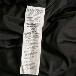 Pre Owned Kenzo Black Jumping Tiger Applique Synthetic Bomber Jacket  M