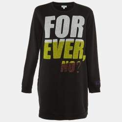 Pre Owned Kenzo Black 'Forever, No? Cotton Sweatshirt Dress XL
