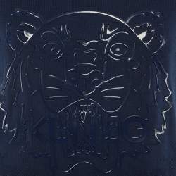 Pre Owned Kenzo Navy Blue Cotton Knit Tiger Head Applique Short Dress S