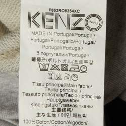 Pre Owned Kenzo Grey Tiger Head Embroidered Cotton Sweatshirt Mini Dress S