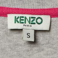 Pre Owned Kenzo Grey Tiger Head Embroidered Cotton Sweatshirt Mini Dress S