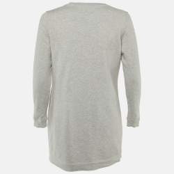 Pre Owned Kenzo Grey Tiger Head Embroidered Cotton Sweatshirt Mini Dress S