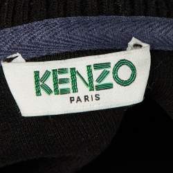Pre Owned Kenzo Black Tiger Embroidered Cotton Crew Neck Sweatshirt S