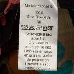 Pre Owned Kenzo Multicolor Printed Silk Applique Detail Top L