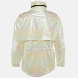 Pre Owned Kenzo Iridescent Logo Print Synthetic Concealed Hood Windbreaker Jacket M