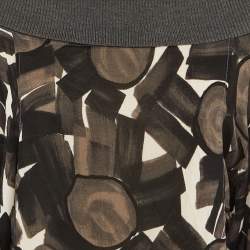 Pre Owned Kenzo Brown /Black Printed Crepe High Neck Mini Dress M