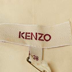 Pre Owned Kenzo Brown /Black Printed Crepe High Neck Mini Dress M