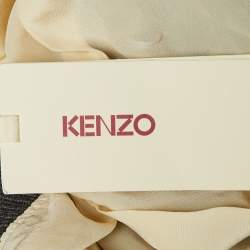 Pre Owned Kenzo Brown /Black Printed Crepe High Neck Mini Dress M