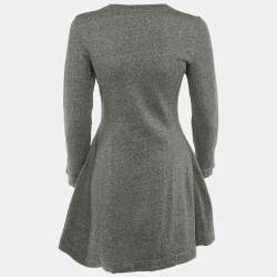 Pre Owned Kenzo Grey Tiger Embroidered Cotton Sweater Dress M