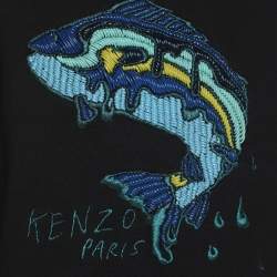 Pre Owned Kenzo Dark Navy Fish Embroidered Jersey Sweater S