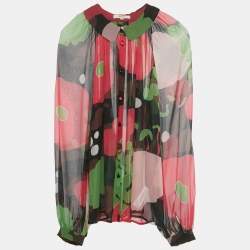 مملوكة مسبقًا Kenzo Multicolor Printed Silk Sheer Blouse S