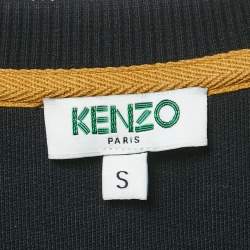 Pre Owned Kenzo Black Tiger Embroidered Cotton Mini Dress S