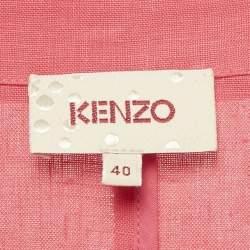 مملوكة مسبقًا جاكيت بليزر كينزو كتان بيج سادة بحزام مقاس وسط (ميديم)