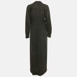 Pre Owned فساتين كينزو ماكسي باللون الأسود مزين بساتان وجيرسي مقاس كبير