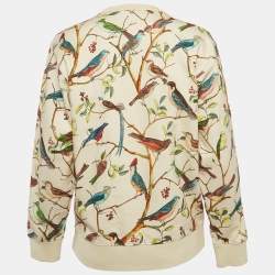 Pre Owned سويتر كنزو بطبعة طيور لون بيج برقبة دائرية قطن مقاس وسط - ميديم