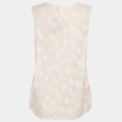 Pre Owned توبس كينزو قماش بروكاد كريمي بدون أكمام مقاس وسط