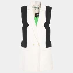 Pre Owned Kenzo Cream/Black Viscose Vest S