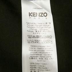 Pre Owned Kenzo Black Cotton Knit Flower Embroidered T-Shirt L