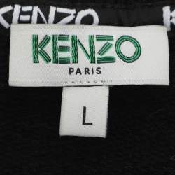 Pre Owned سويت شيرت كينزو قطن مطرز بشعار بيزلي أسود كرو نيك مقاس كبير (لارج)