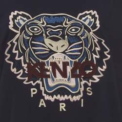 Pre Owned Kenzo Blue Tiger Embroidered Crepe Sweatshirt M