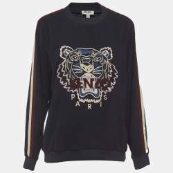 Pre Owned Kenzo Blue Tiger Embroidered Crepe Sweatshirt M