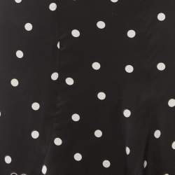 Pre Owned تنورة كنزو سوداء منقطة ساتان ميدي واسعة مقاس صغير (سمول)