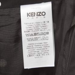 Pre Owned تنورة كنزو سوداء منقطة ساتان ميدي واسعة مقاس صغير (سمول)