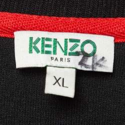 Pre Owned Kenzo Black Tiger Embroidered Cotton Crew Neck Sweatshirt XL