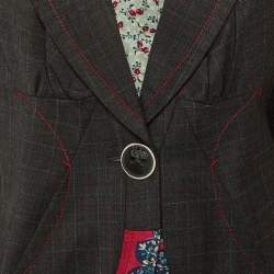 Pre Owned Kenzo Grey Wool Contrast Detail Blazer L