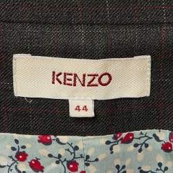 Pre Owned Kenzo Grey Wool Contrast Detail Blazer L